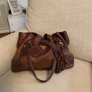 Prada Brown Leather Hobo Handbag